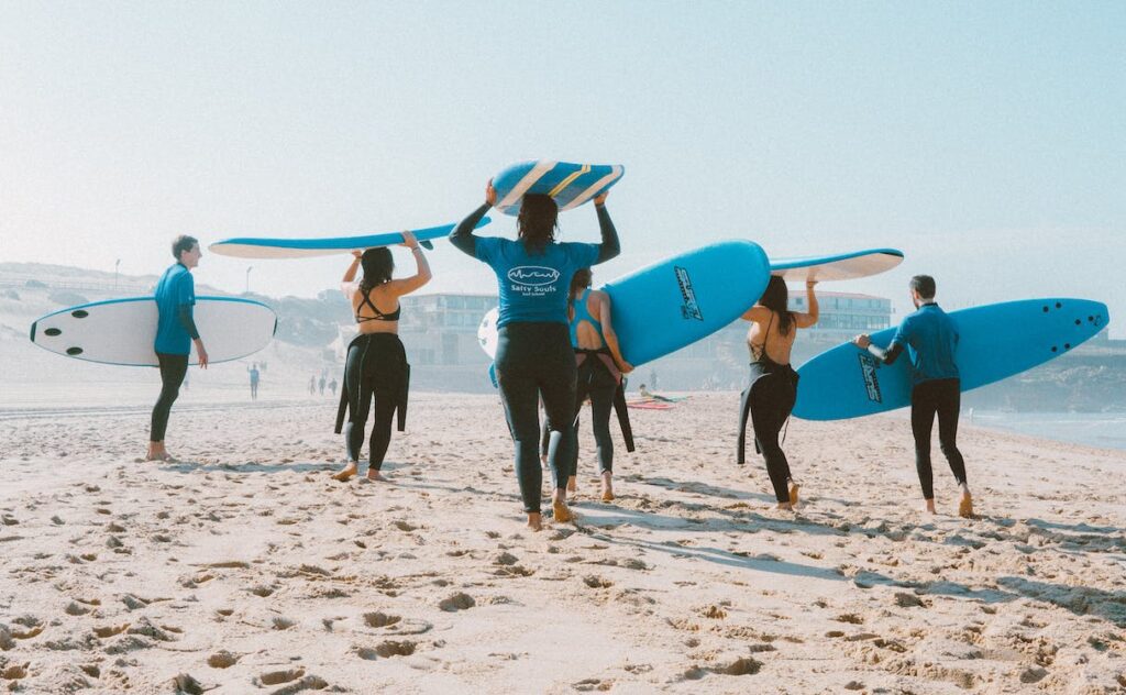 Surf lesson about to start