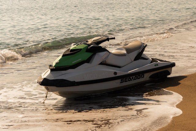 Jet ski parked on the beach